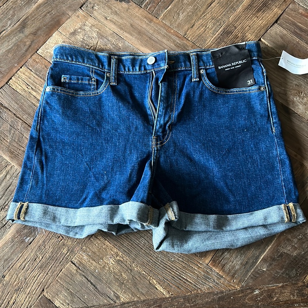 High rise denim short